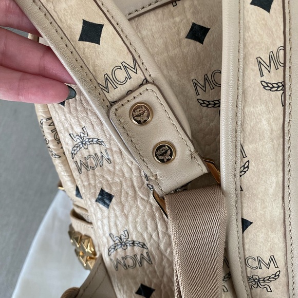 MCM Stark Visetos Mini Studded Coated Canvas Beige Backpack main image 15
